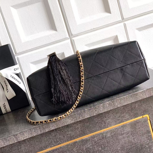 CHANEL 26S SHOPPING BAG MEDIUM 32 IN BLACK LAMBSKIN GOLD HARDWARE