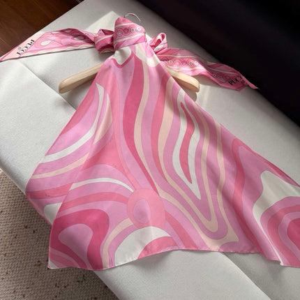 PUCCI 26S SILK TWILL SCARF IN PINK & WHITE PATTERN