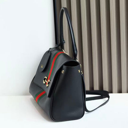 GUCCI 26S PAPARAZZO MEDIUM TOP HANDLE BAG IN BLACK CALFSKIN