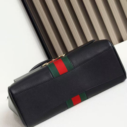 GUCCI 26S PAPARAZZO MEDIUM TOP HANDLE BAG IN BLACK CALFSKIN