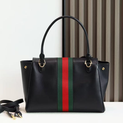 GUCCI 26S PAPARAZZO MEDIUM TOP HANDLE BAG IN BLACK CALFSKIN