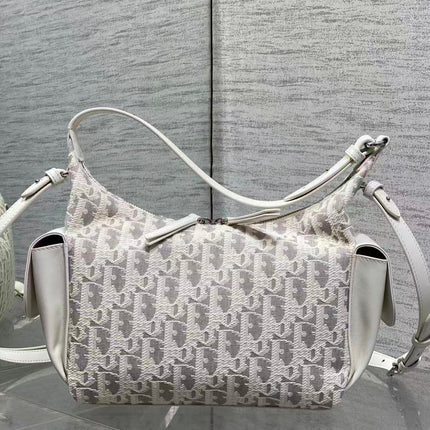 DIOR 26S HOBO BAG IN WHITE OBLIQUE CANVAS