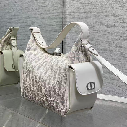 DIOR 26S HOBO BAG IN WHITE OBLIQUE CANVAS