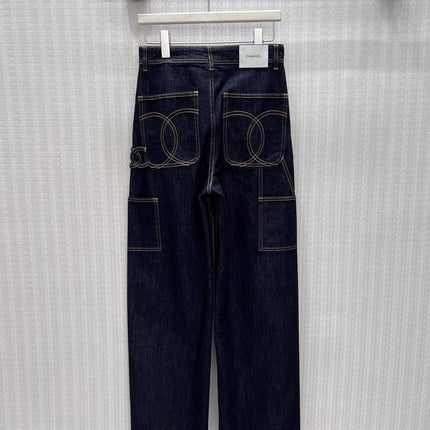 CHANEL 26S WIDE-LEG CARGO JEANS IN DARK BLUE DENIM