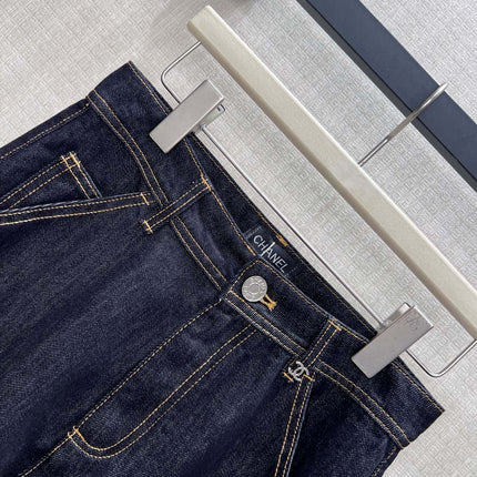 CHANEL 26S WIDE-LEG CARGO JEANS IN DARK BLUE DENIM