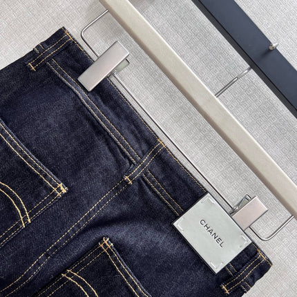 CHANEL 26S WIDE-LEG CARGO JEANS IN DARK BLUE DENIM