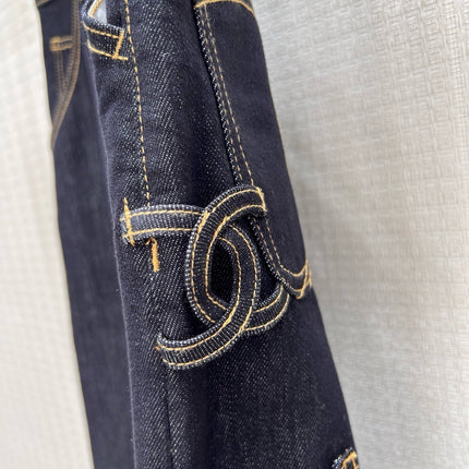 CHANEL 26S WIDE-LEG CARGO JEANS IN DARK BLUE DENIM