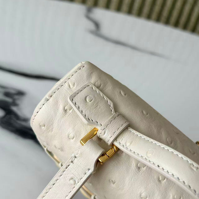 LORO 26S MINI BASKET BAG IN IVORY WOVEN RAFFIA