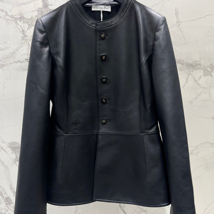 DIOR 26S FITTED JACKET IN BLACK SMOOTH LAMBSKIN