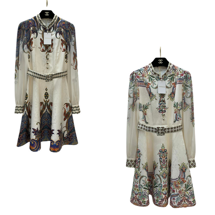 Zimmerman Midi Dress Beige Embroidered with Floral Patterns Cotton 226185