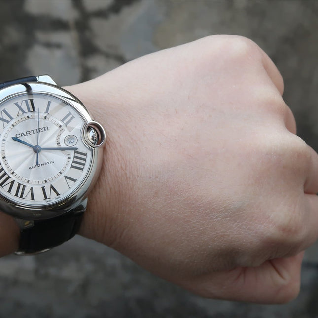 BALLON BLEU DATE 42 SILVER DIAL BLACK BRACELET