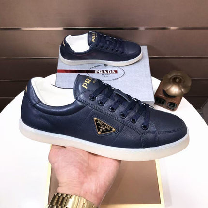 PRADA SNEAKERS IN NAVY BLUE CALFSKIN