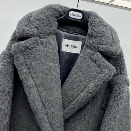 MAX MARA 26S TEDDY BEAR ICON COAT IN GREY ALPACA WOOL