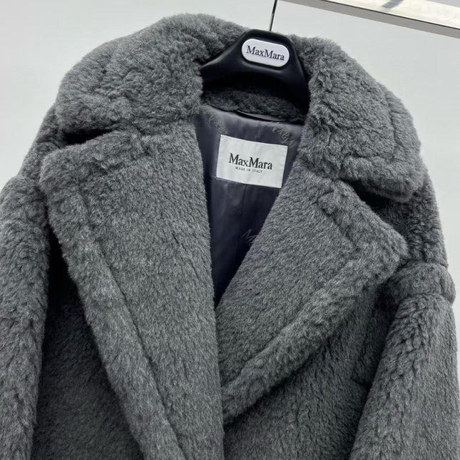 MAX MARA 26S TEDDY BEAR ICON COAT IN GREY ALPACA WOOL