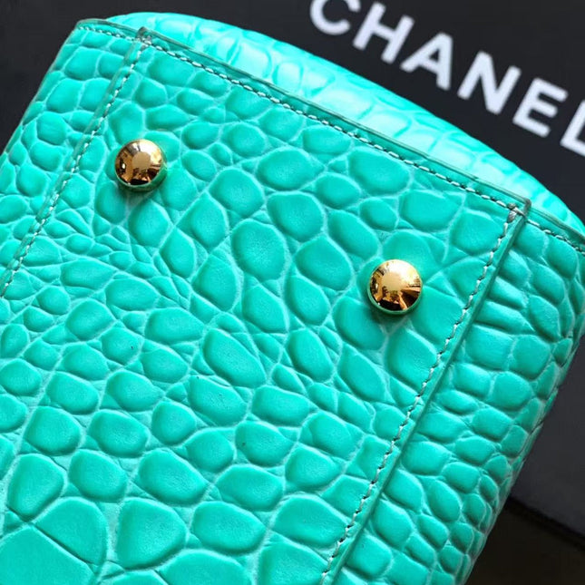 CHANEL SHOPPING BAG 35 IN OPALITE CROCODILE EMBOSSED CALFSKIN GOLD HARDWARE