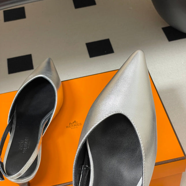 HM 26S NICOLE SLINGBACK 40MM IN SILVER CALFSKIN SILVER HARDWARE