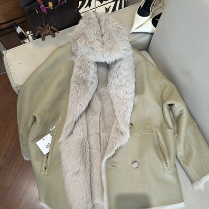 HERMES 26S SHEARLING COAT 813