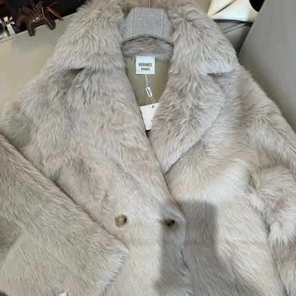 HERMES 26S SHEARLING COAT 813