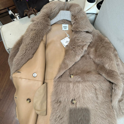 HERMES 26S SHEARLING COAT 812