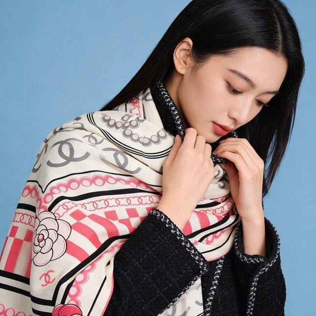 CHANEL 26S SCARF 135 IN CASHMERE AND SILK 306115