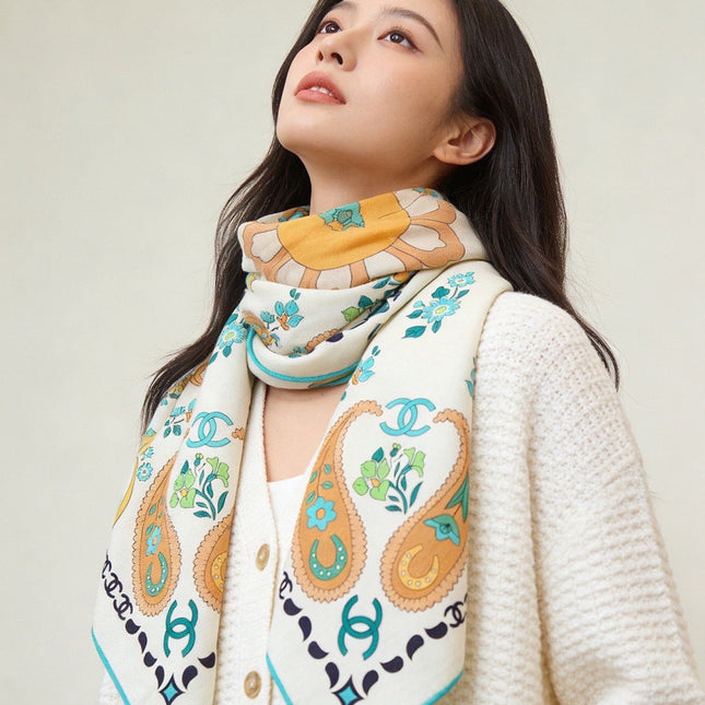 CHANEL 26S SCARF 135 IN CASHMERE AND SILK 306128