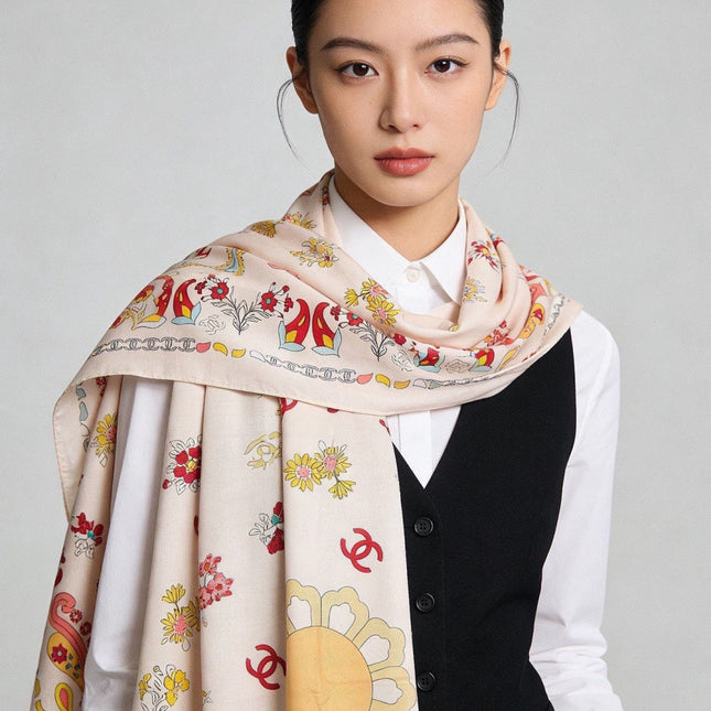 CHANEL 26S SCARF 135 IN CASHMERE AND SILK 306129
