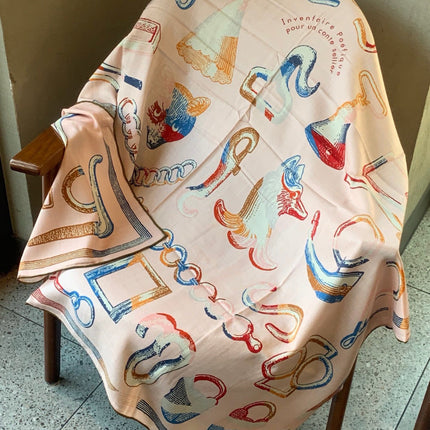 HERMES 26S PRINTED SQUARE SCARF 135 IN CASHMERE AND SILK 307237