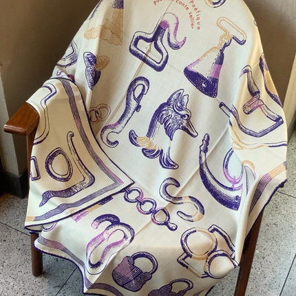 HERMES 26S PRINTED SQUARE SCARF 135 IN CASHMERE AND SILK 307238