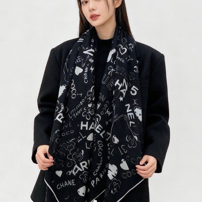 CHANEL 26S SCARF 135 IN CASHMERE AND SILK 307241