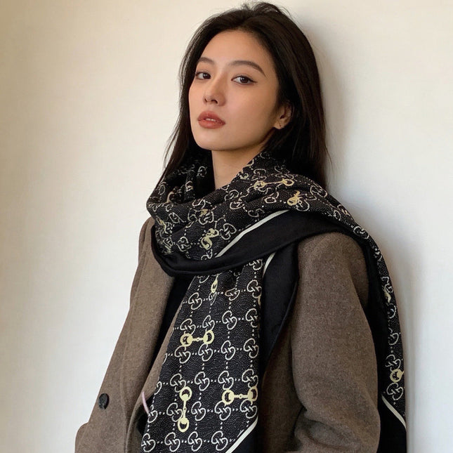GUCCI 26S SCARF 135 IN CASHMERE AND SILK 307257