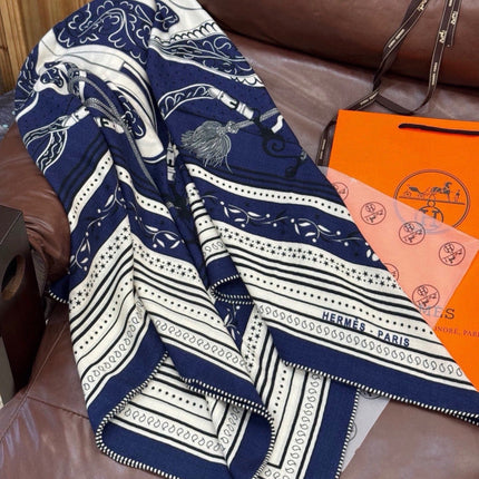 HERMES 26S PRINTED SQUARE SCARF 140 IN CASHMERE AND SILK 307280