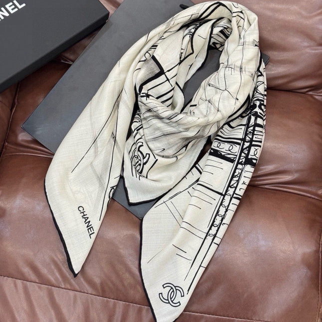 CHANEL 26S SCARF 135 IN CASHMERE AND SILK 309305