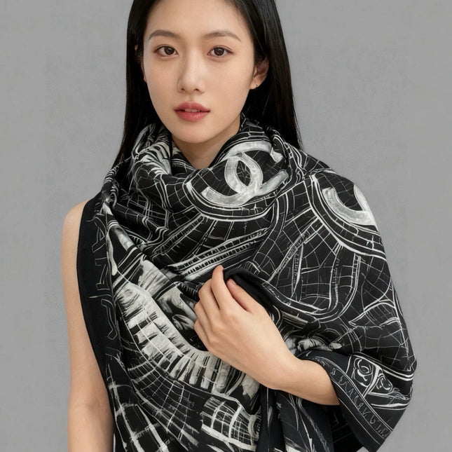 CHANEL 26S SCARF 135 IN CASHMERE AND SILK 309306
