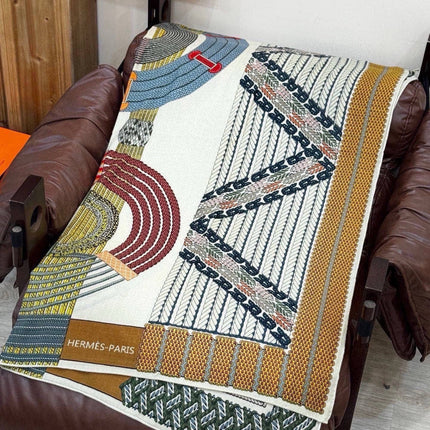 HERMES 26S PRINTED SQUARE SCARF 140 IN CASHMERE AND SILK 309319