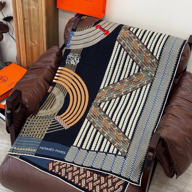 HERMES 26S PRINTED SQUARE SCARF 140 IN CASHMERE AND SILK 309320