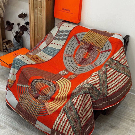 HERMES 26S PRINTED SQUARE SCARF 140 IN CASHMERE AND SILK 309321