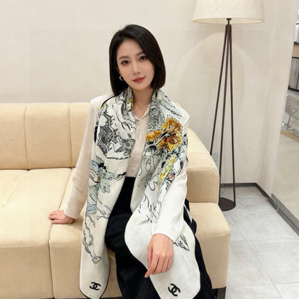 CHANEL 26S SCARF 135 IN CASHMERE AND SILK 309324