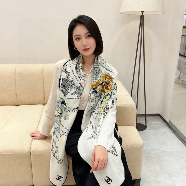 CHANEL 26S SCARF 135 IN CASHMERE AND SILK 309324
