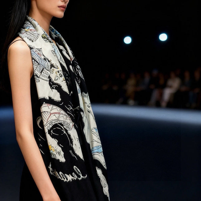CHANEL 26S SCARF 135 IN CASHMERE AND SILK 309325