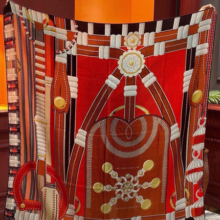 HERMES 26S PRINTED SQUARE SCARF 140 IN SILK 309332
