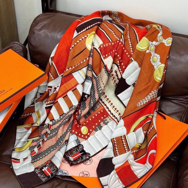 HERMES 26S PRINTED SQUARE SCARF 140 IN SILK 309334