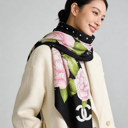 CHANEL 26S SCARF 140 IN CASHMERE AND SILK 309336