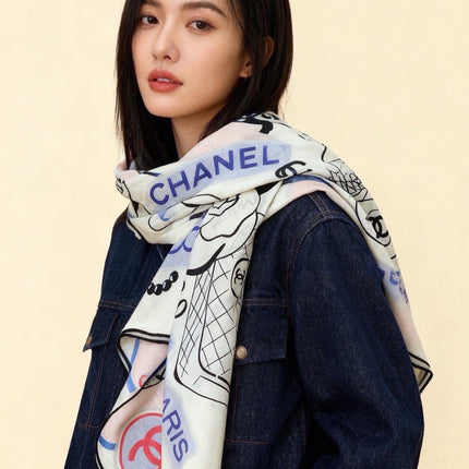 CHANEL 26S SCARF 135 IN SILK 311940