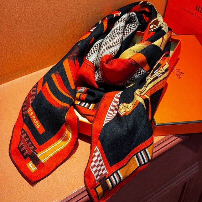 HERMES 26S PRINTED SQUARE SCARF 140 IN SILK 311956