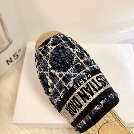 GRANVILLE ESPADRILLE NAVY BLUIE OBLIQUE EMBROIDERED COTTON MULE