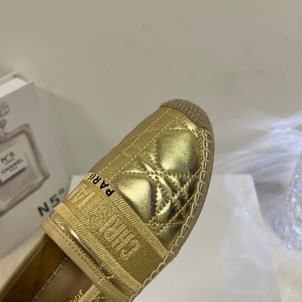 GRANVILLE ESPADRILLE GOLD QUILTED CANNAGE CALFSKIN