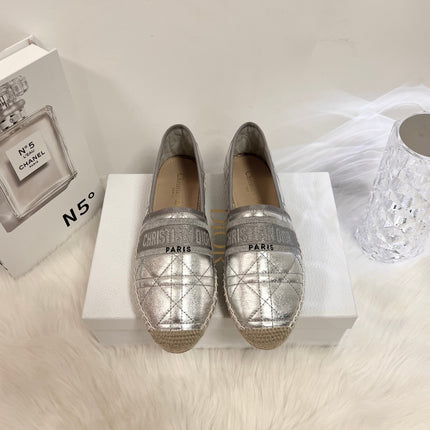 GRANVILLE ESPADRILLE SILVER QUILTED CANNAGE CALFSKIN