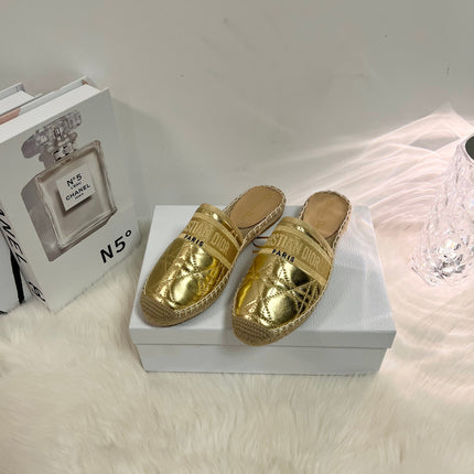 GRANVILLE ESPADRILLE MULE GOLD QUILTED CANNAGE CALFSKIN