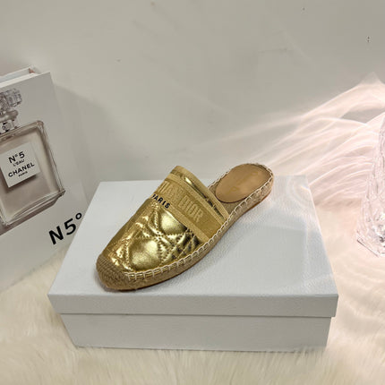 GRANVILLE ESPADRILLE MULE GOLD QUILTED CANNAGE CALFSKIN