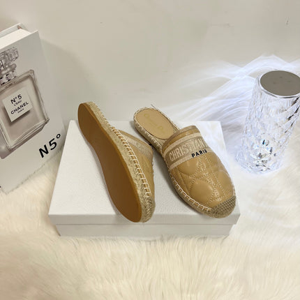 GRANVILLE ESPADRILLE MULE CAMEL BEIGE QUILTED CANNAGE CALFSKIN